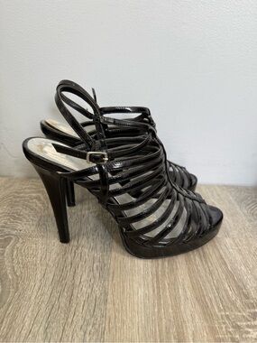 Black Strappy High Heel Sandals - Women